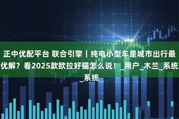 正中优配平台 联合引擎｜纯电小型车是城市出行最优解？看2025款欧拉好猫怎么说！_用户_木兰_系统